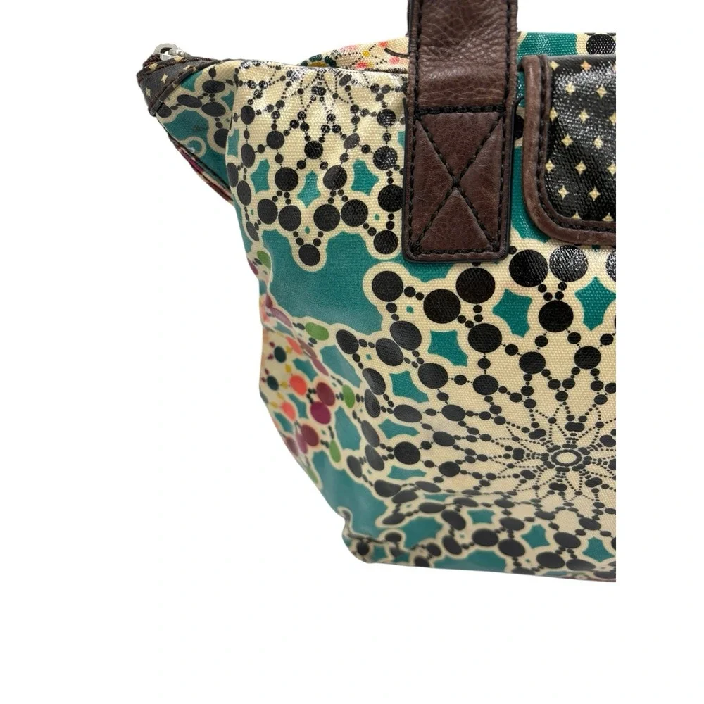 Fossil‎ KEY-PER Key Per Kaleidoscope Coated Canvas Shoulder Tote Purse Teal